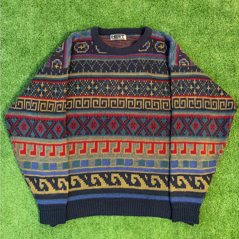 Vintage Heet Geometric Aztec Print Pullover Sweater